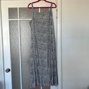 Old Navy Black and White Leopard Midi Sun Dress XL